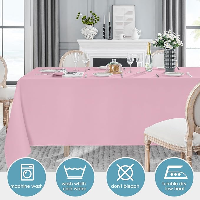 Tablecloths, 6 Pack Pink Rectangular Polyester, 90 x 156 Inch