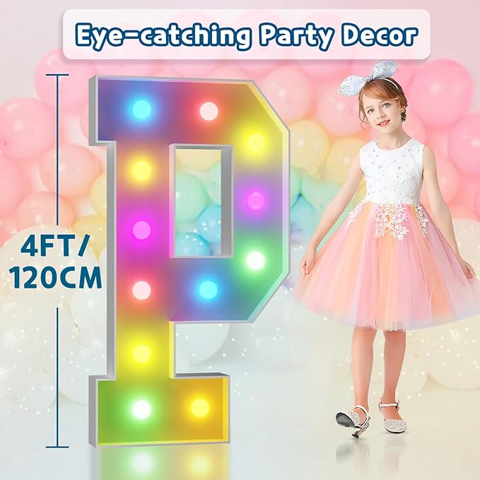 Party Decorations: 4 Ft Light Up Marquee Letter P with Remote