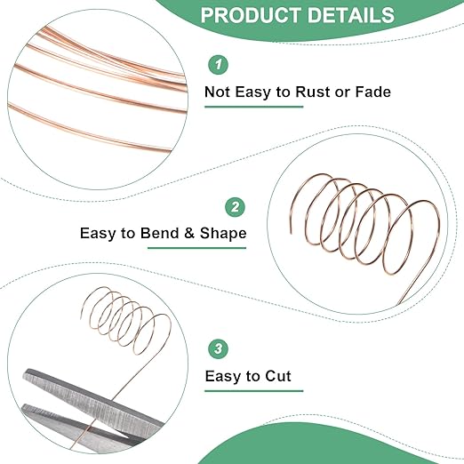 2-Rolls 0.4mm Jewelry Wire, 26 Gauge 328FT Craft Wire Copper Beading Wire for Jewelry Making/Planting/Weaving/DIY Crafting, Soft Metal Wires [100M, Copper Tone]