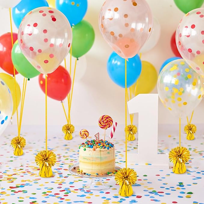 Balloon Weights, 24 Gold Metallic Foil Anchors with Ribbon