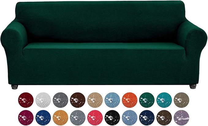 Sofa Slipcover, Stretch Fit, Hunter, Water-Repellent, 3-Seater