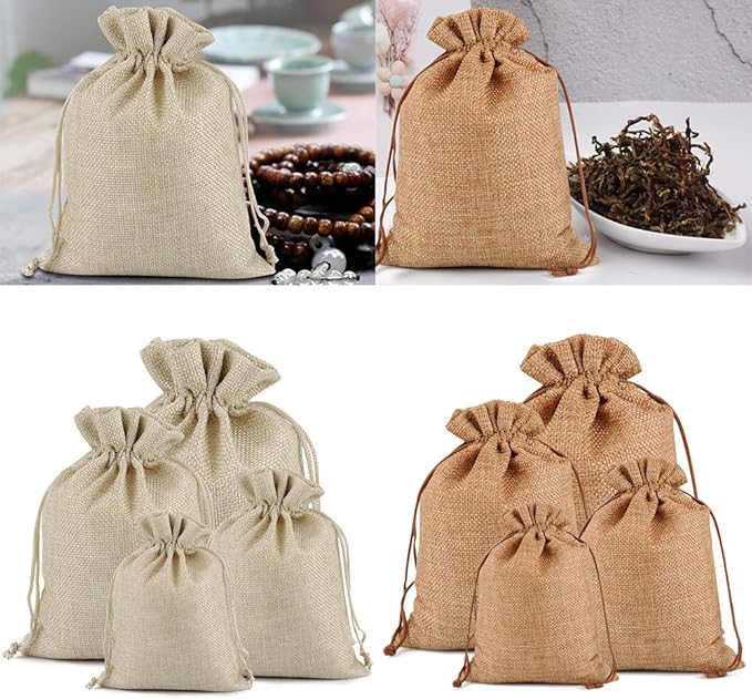 Gift Bags Burlap Drawstring Coffee 5 x 7 Inch, Pack of 50