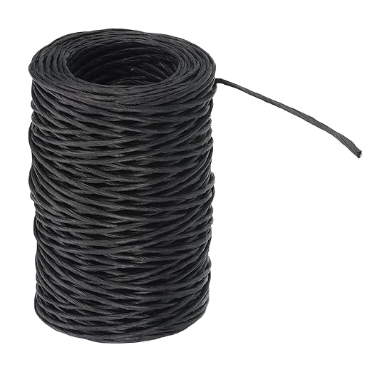 PATIKIL 164 Feet Floral Bind Wire Wrap Twine, 2mm Florist Wire Iron Wire Paper Covered Vine Wrapping Binding Wire for Flower Bouquets, Black