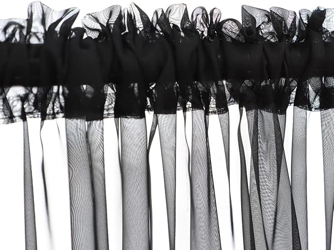 Window Black Sheer Curtains 72 Inches Long 2 Panels Sheer Curtain Basic Rod Pocket Panel for Bedroom Children Living Room Yard Kitchen (Black, 52" W x 72" L | 2 pcs)