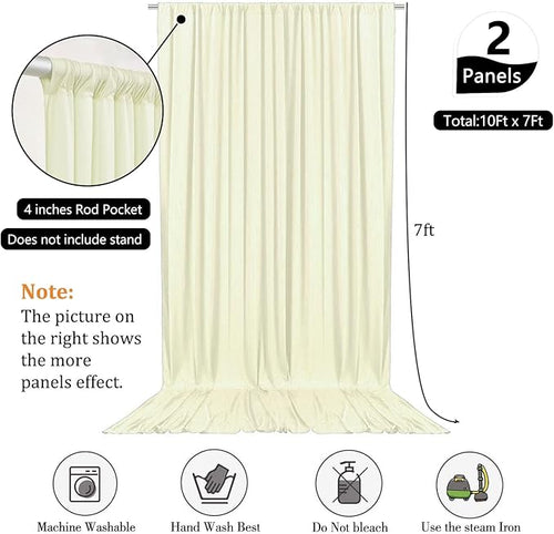 10 x 7 Feet Ivory Backdrop Curtain for Partie, Background Curtains for Photoshoot, Birthday, Wedding, Halloween, Thanksgiving, Christmas, New Year Party Decorations 5Ft x 7Ft, 2 Panels