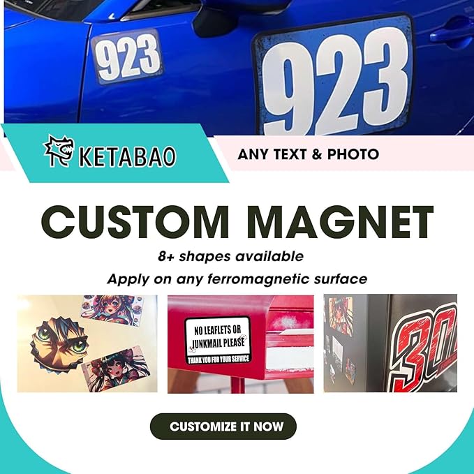 KETABAO – 9" Square Photo Magnets for Refrigerators, Cars and Offices – Customizable Magnetic Decor