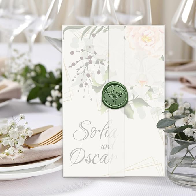 120 Pack Pre-Folded Vellum Jackets for 6x6 Invitations, Translucent Vellum Paper 6x6 Jackets, 100GSM Wedding Invitations Wraps, Envelope Liners for Birthdays, Baby Showers