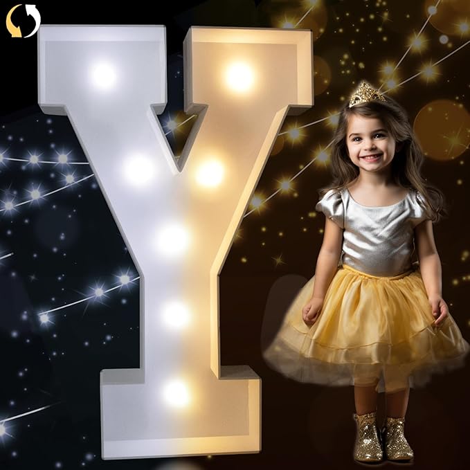Decorations: 3 Ft Light Up Marquee Letter Y with LED Lights for Weddings