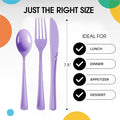 Plastic Cutlery Set, 300 Pieces, Lavender Disposable Forks, Spoons and Knives