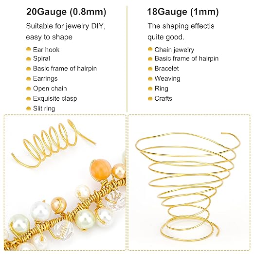 BENECREAT 9 10 12 15 17 18 20 Gauge Aluminum Wire (18 Gauge,492 FT) Anodized Jewelry Craft Making Beading Floral Colored Aluminum Craft Wire for Garden, Model Making - Copper Tone