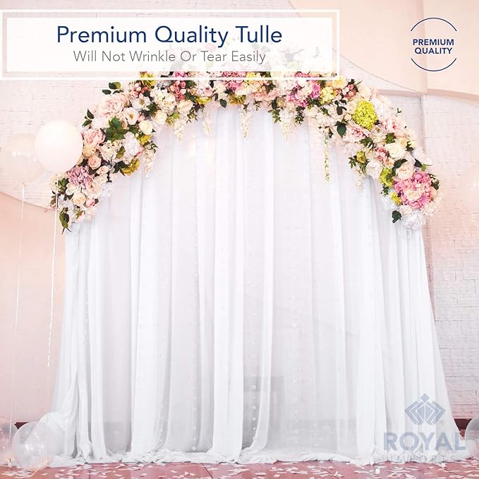 Tulle Fabric Bolt, 54 Inch Wide White Polyester, 40 Yards