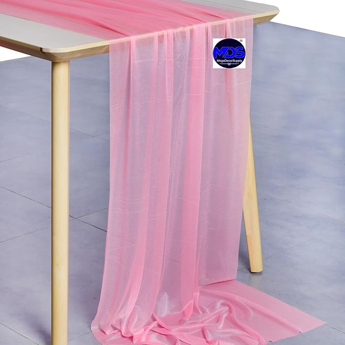 MDS Halloween Chiffon Table Runner - 25 Pack, 29 x 170 Inches, 14ft Each - Sheer Spooky Table Runners for Haunted House Parties, Trick-or-Treat Tables, Witchy Décor, Wedding & Events - Coral