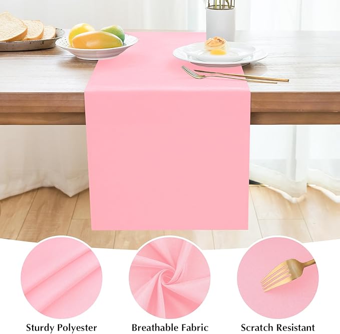 2 Pack Pink Small Short Table Runner 12 x 24 Inch Solid Color Runners Coffee Table Dresser for Daily Party Home Decoration