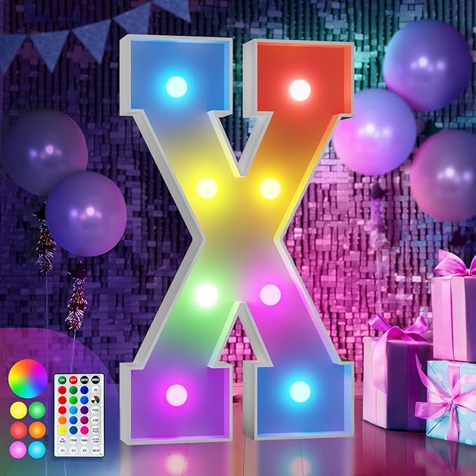 3 FT Marquee Light Up Letter X with Remote and 16 Colors