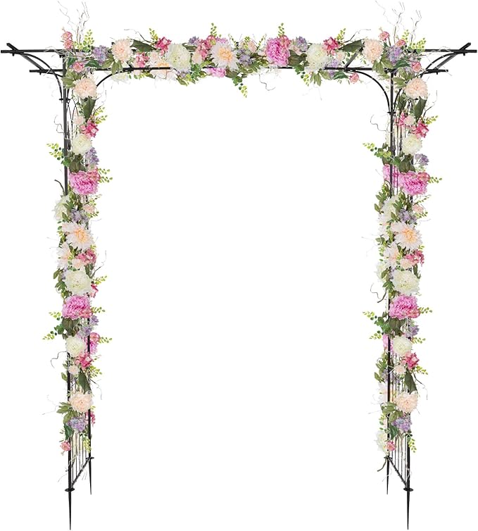 Garden Arbor Arch, Black Iron, 28 x 75 Inch Outdoor Archway