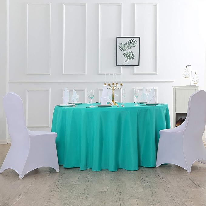 70 inch Round Tablecloth Washable Polyester Table Cloth Decorative Table Cover for Wedding Party Dining Banquet（70 inch,Turquoise）