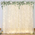 10ft x 10ft Champagne Tulle Backdrop Curtain with Lights String for Parties Wedding Bridal Shower Sheer Champagne Curtain Backdrop for Birthday Party Baby Shower Photo Booth Decorations