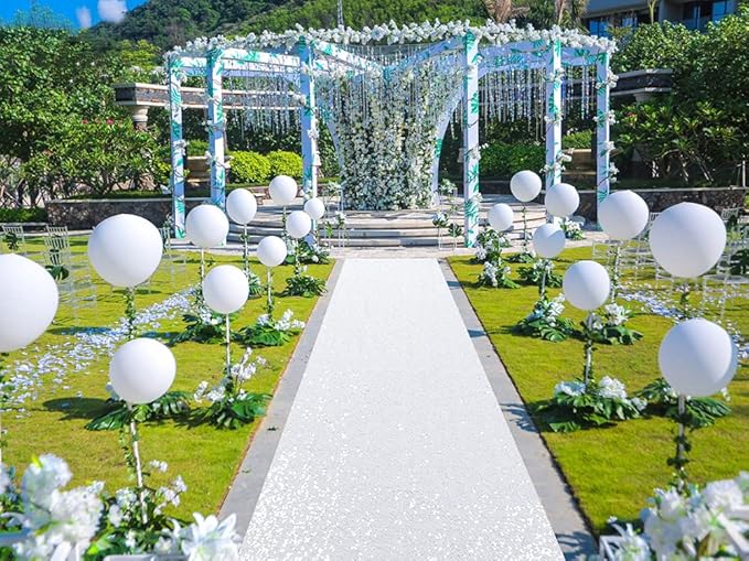 Aisle Runners White Sequin 3 x 15 ft Reusable Wedding Runner