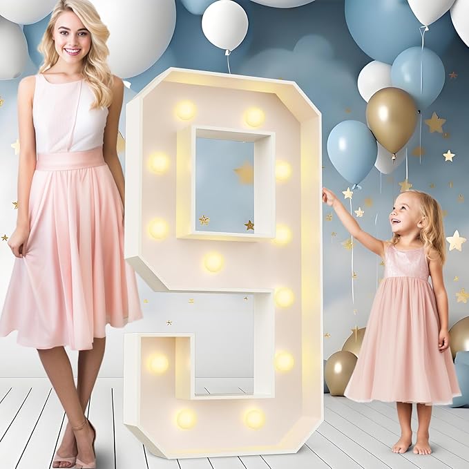 Decorative Sign Plaques: 4 ft Light Up Marquee Numbers, Foam Board