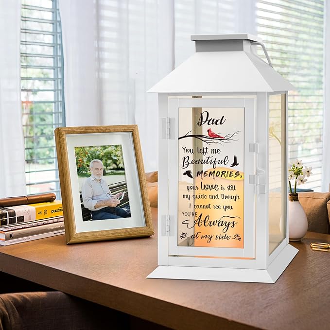 Decorative Candle Lantern, Metal and Glass, LED Flameless Candle with Remote