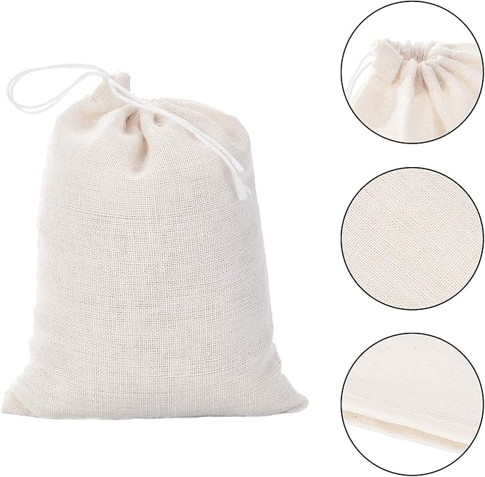 Gift Bags, 200 Count Muslin Drawstring Pouches, Cotton Sachets for Favors