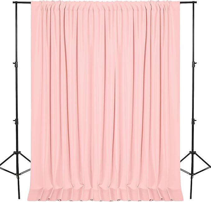 DWCN 10x8 FT Blush Pink Backdrop Curtains for Parties, Photography Backdrop Drapes with Rod Pockets for Wedding Decorations Stage Birthday Family Gatherings, 2 Panels 5ft x 8ft