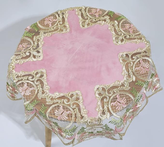 vctops Damask Lace Patchwork Tablecloth Luxury Square Small Table Cover Elegant Floral Embroidered Lace Table Cloth for Party Kitchen Dinning Picnic Decoration (Type P,32"x32")