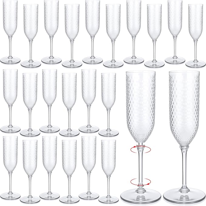 Champagne Glasses, 48 Pack Clear Plastic Flutes with Diamond Pattern