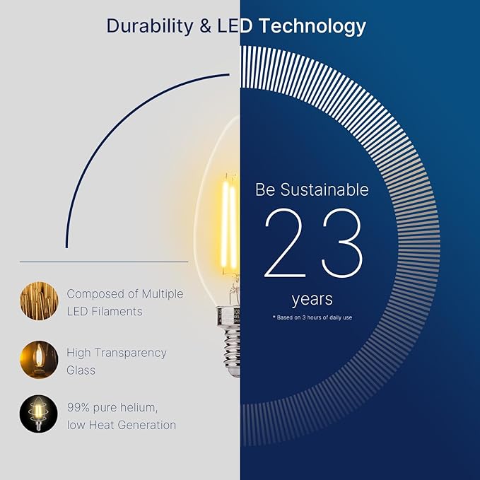 FLSNT B11 E12 LED Candelabra Bulbs 60W Equivalent, Dimmable LED Candle Light Bulbs, 2700K Soft White (Warm Light), Pack of 12