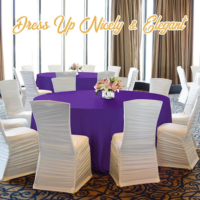 BRILLMAX 6 Pack Purple Round Tablecloths 90 Inch - Circle Bulk Linen Polyester Fabric Washable Table Cloth Cover for Wedding Reception Banquet Birthday Party Buffet Restaurant