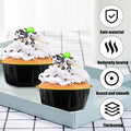 Baking Cups with Lids, 8 oz Aluminum Foil, 100 Count, Black and Gold