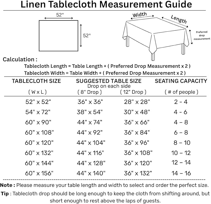 Solino Home Linen White Square Tablecloth 52 x 52 Inch - 100% Pure Linen Table Throw - Fete, Machine Washable Table Cloth for Fall, Autumn, Halloween, Thanksgiving, Christmas, Holiday