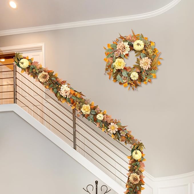 Garland 72 Inch Plastic with Pumpkins and Maple Leaves