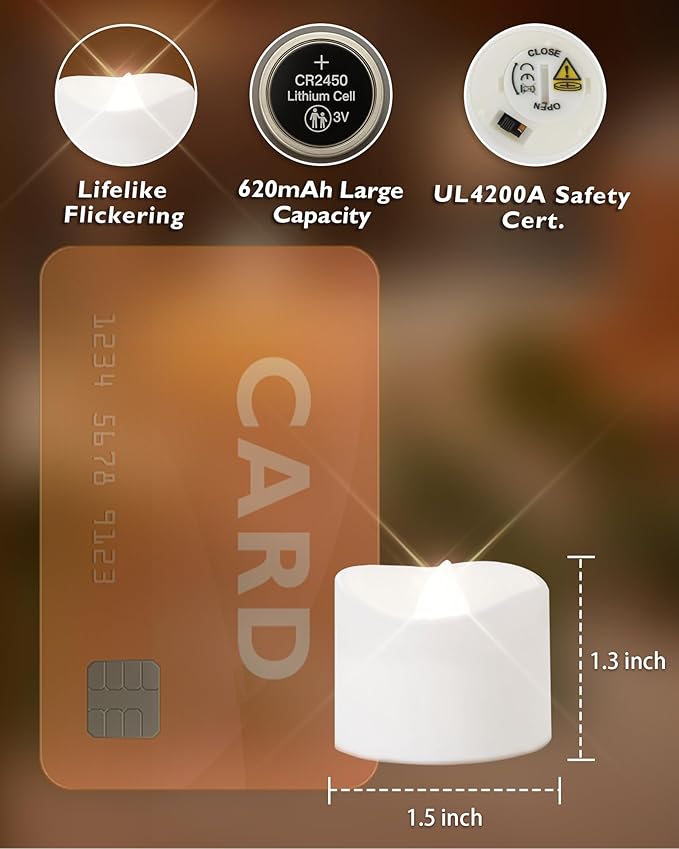Homemory 24pcs Remote Timer LED Tea Lights Candles, 400+Hours Flickering Flameless Battery Operated Votive Candles for Tabletop Lighting, Centerpieces Decor, Holiday Decor