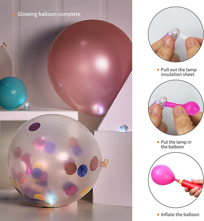 Aogist 100pcs Balloon Lights,Long Standby Time Waterproof Twinkle Mini Light,Battery Powered,Round LED Ball Lamp for Balloon Paper Lantern Party Wedding Christmas Halloween Decorative,Yellow-Flash