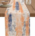 Vintage Oil Painted Cotton Linen Table Runner for Dining Kitchen, Wedding Outdoor Party Tablerunners Decoration, Abstract Modern Orange Minimalist Dresser Scarf Coffee Tablecloth Runners 13x90 Inches