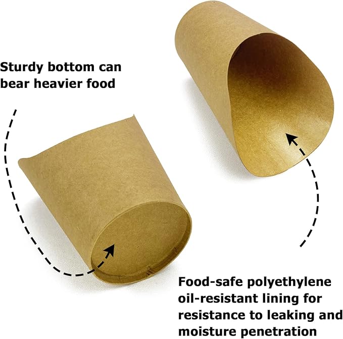 Cups for Fries and Snacks, 14 oz Brown Kraft Paper, Pack of 100