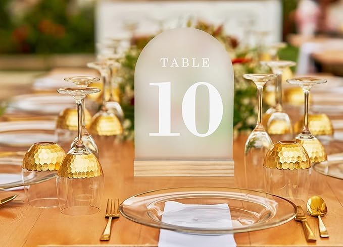 Tabletop Signs: Frosted White Acrylic Numbers 1-30 with Wood Stands