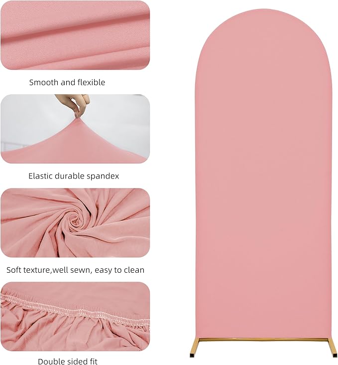 Wedding Arch Covers Arch Backdrop Cover Arch Stand Covers 7.2FT 6FT Set of 3 Arch Cover Spandex Fabric Stretchy Backdrop for Wedding Birthday Party Decoration Baby Shower (Light Pink)