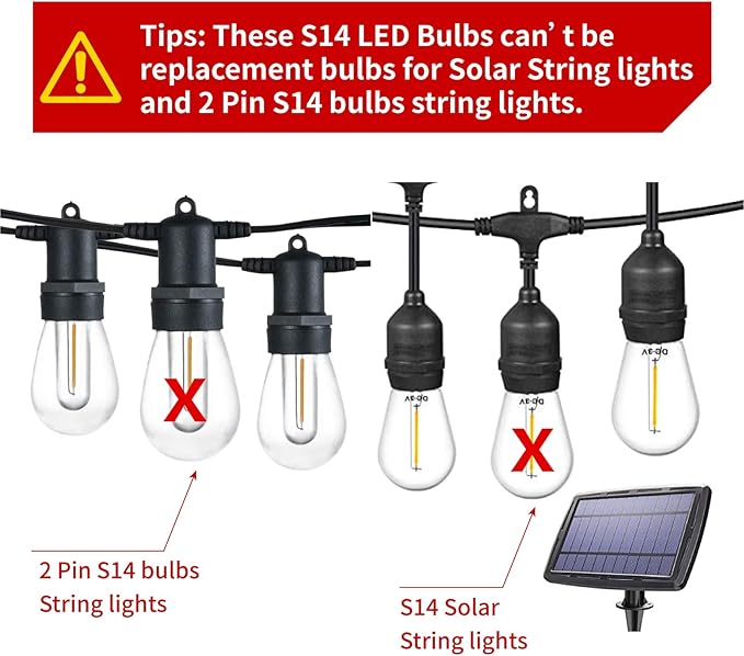 LED Bulbs S14 Replacement, Warm White, Shatterproof, E26 Base