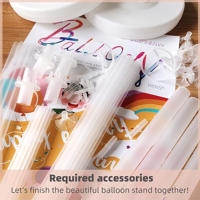Balloon Column Stand Kit, 2 Stands with 38 Balloons, Pink and White