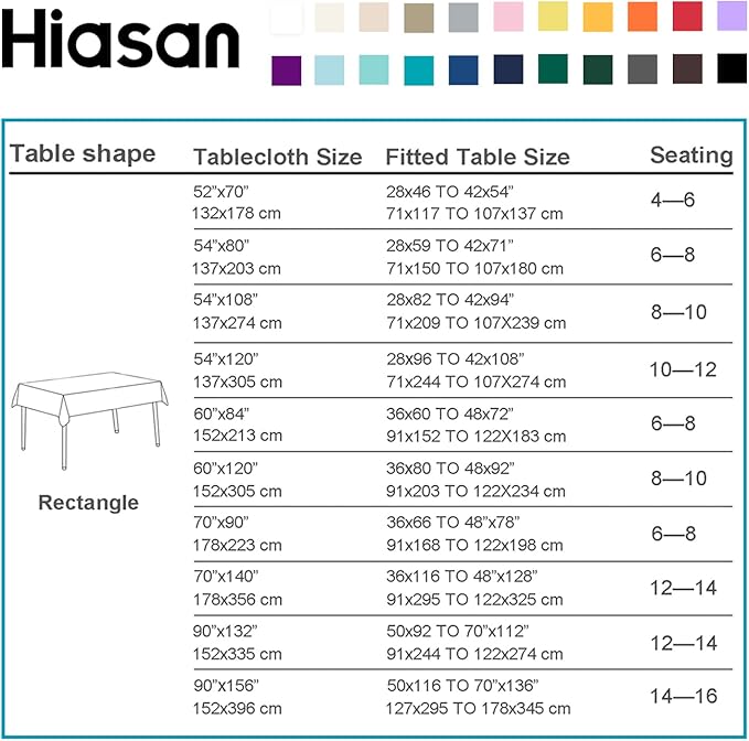 Hiasan Light Gray Rectangle Tablecloth - Waterproof Spillproof and Wrinkle Resistant Washable Polyester Table Cloth for Dining Party, 70 x 120 inch