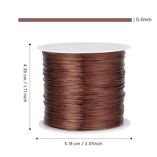 328FT Jewelry Wire 26 Gauge Tarnish-Resistant Copper Beading Wires Roll Bulk for DIY Crafts Jewelry Making, Red Brown