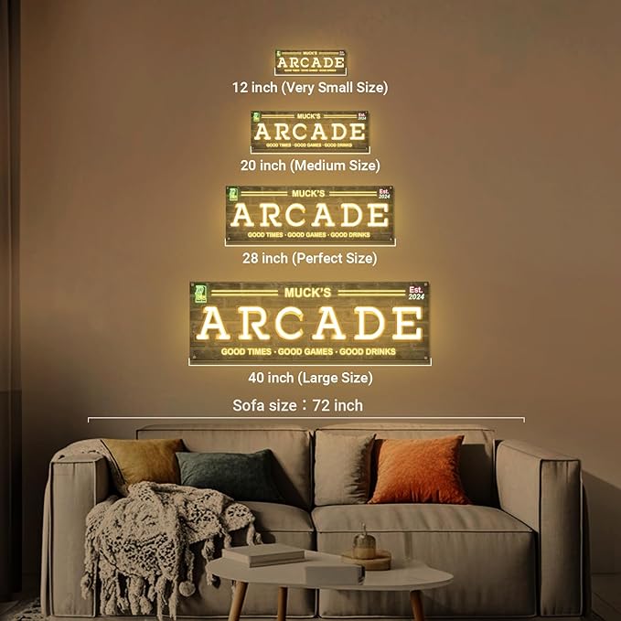 Custom Arcade Neon Sign for Wall Decor, Personalized LED Neon Name Sign, Dimmable Customized Arcade Light Up Signs for Playroom Gaming Zone Man Cave Bedroom Decoration, Men Boy Gamer Birthday Gifts
