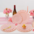 60Pcs Premium Pink Plastic Plates, Fancy Nice Disposable Plate, Elegant Wedding Plates Set include 30 10" Dinner & 30 7" Dessert Plates for Party & Wedding（30Guests