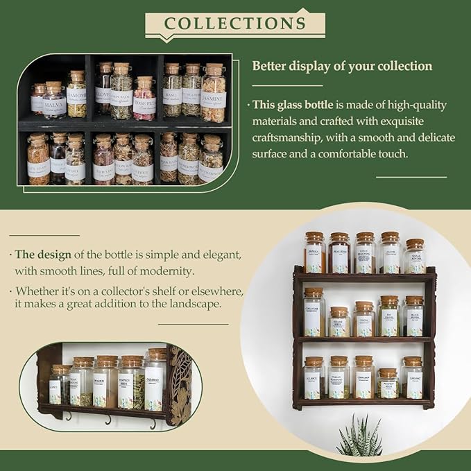 JIUYUE 10 pcs 50 ml Small Glass Bottles with Cork,Jars with Cork Lids(1.69 oz-1.45x2.75 inch)