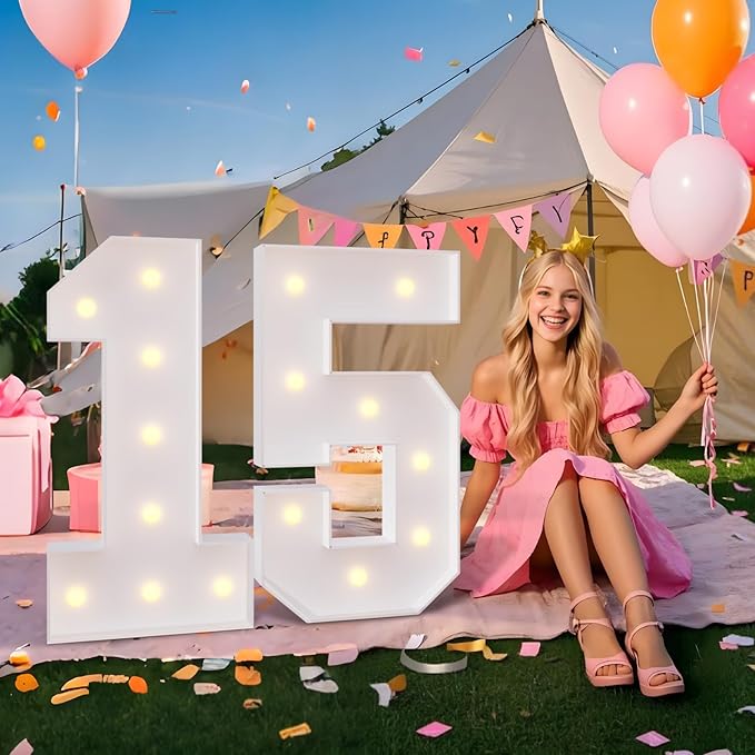 Event Party Supplies: 3 Ft Light Up Marquee Numbers with Foam Board