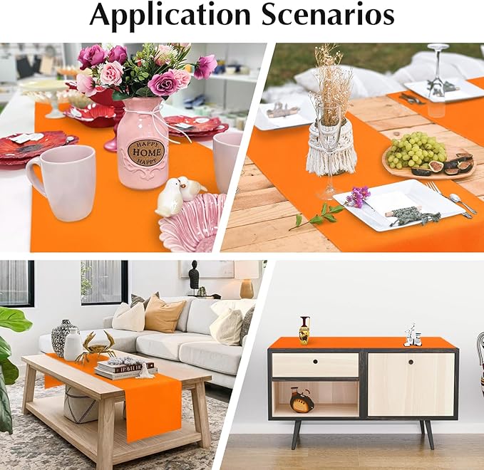 2 Pack Orange Small Short Table Runner 12 x 48 Inch Solid Color Runners Coffee Table Dresser for Daily Party Home Decoration