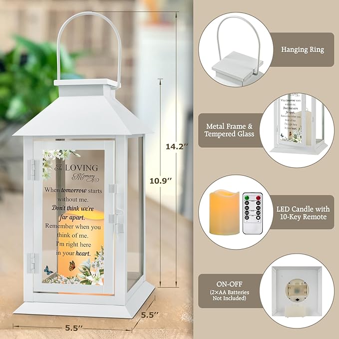 Decorative Candle Lantern with Metal Frame, Glass Panels and LED Candle