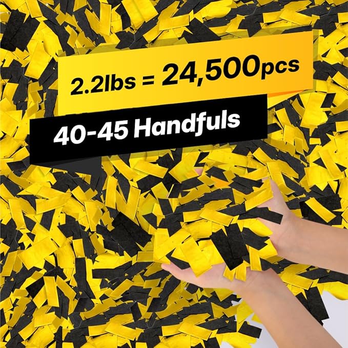 Confetti Paper, Black & Gold, Bulk Pack for Parties